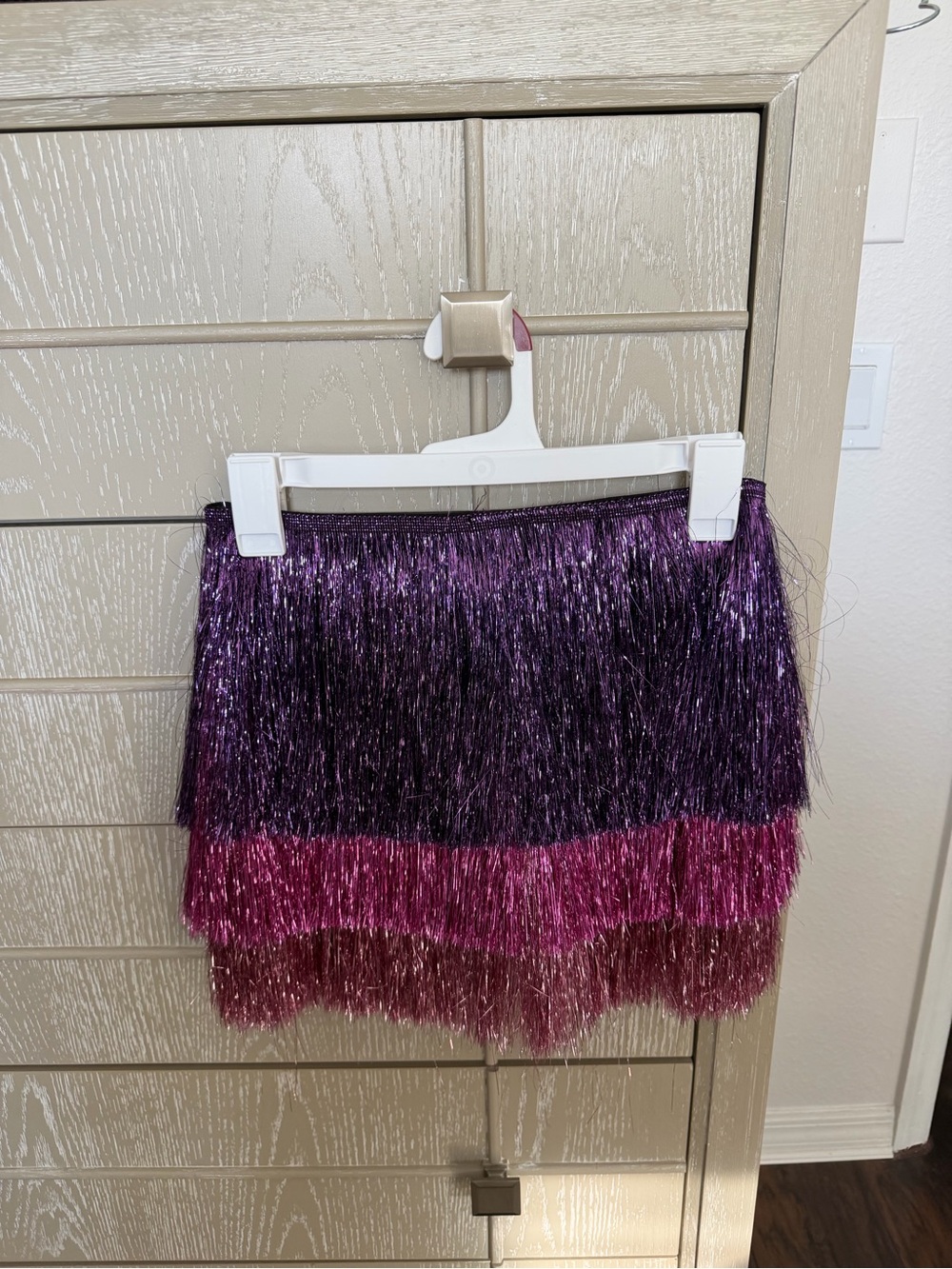 Nasty Gal Purple and Pink Metallic Fringe Mini Skirt